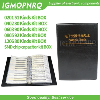 1 Book 0201 0402 0603 0805 0402 SMD chip kondenzátor kombinációs készlet 0.5PF ~ 10uf kondenzátor minta könyv kondenzátor