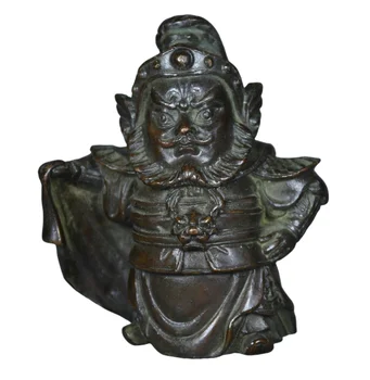 10.2CM Régi Kína réz Feng Shui Három királyság Zhang Fei szobor