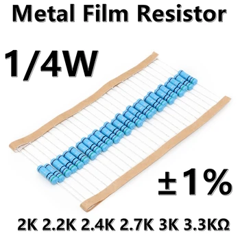  (100db) 1 / 4W fémfilm ellenállás 1% ötszínű gyűrűs precíziós ellenállás 2K 2.2K 2.4K 2.7K 3K 3.3KΩ