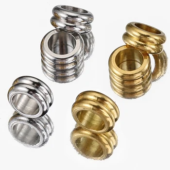 10db 6mm rozsdamentes acél laza gyöngyök arany színű nagy lyukú távtartó gyöngyök készítéséhez DIY ékszerek készítése Karkötő nyaklánc megállapítások