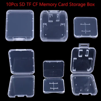10Pcs átlátszó SD TF CF memóriakártya tároló doboztartó doboz Új egyéni védőtok Memóriakártya átlátszó műanyag tok