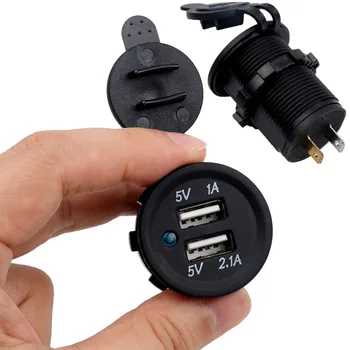 12V kettős USB port autós töltő aljzat dugó szivargyújtó aljzat autóhajóhoz vízálló mobiltelefon töltő adapter