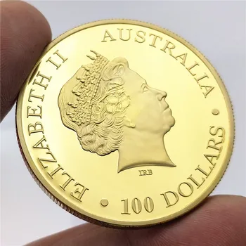 1oz Aranyozott emlék II. Erzsébet fémgyűjtemény érmék ajándék lakberendezés 2015 Ausztrália kenguru kihívás érmék