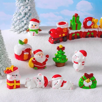 1Pc Karácsonyi ajándék figurák Miniatűr Mikulás hóember Mikro tájdíszek lakberendezéshez Kawaii íróasztal dekorációs szoba