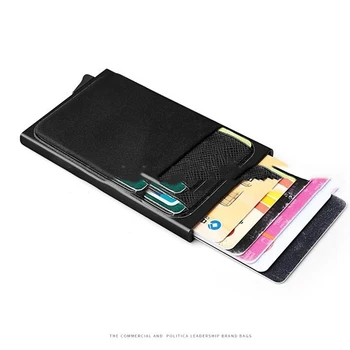 1PCS Szürke alumínium kártyatartó RFID hitelkártya tartó Automatikus felugró bankkártya doboz Mini autó csomag Bankkártya átvétel