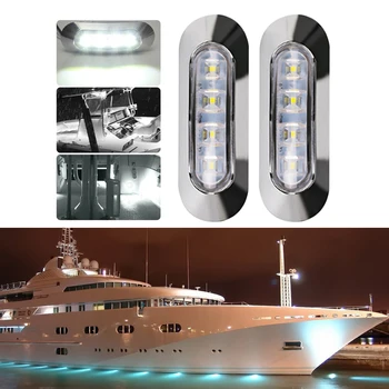 2 db vízálló hajó belső farfénye Keresztirányú lámpa oldalsó jelölő fehér fény a tengeri LED-hez Tengeri hajó udvariassági fény 12-30V 6LED