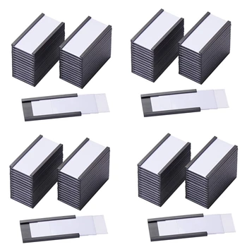 200Pcs mágneses címketartók mágneses adatkártyatartókkal átlátszó műanyag védővel fém polchoz (1 x 2 col)