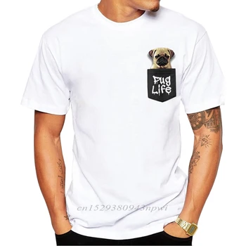 2020 Custom Men póló rövid ujjú divat Mopsz Life zseb design pólók Mopsz nyomtatott Póló Shrits Hipster Basic felsők