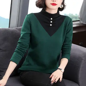 2023 tavasz ősz téli női tiszta pamut alsó ing egyszínű panel gomb pulóver divat hosszú ujjú ingázó felsők
