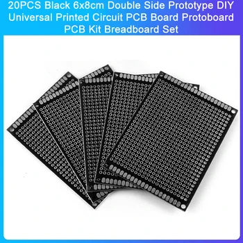 20PCS Fekete 6x8cm kétoldalas prototípus DIY univerzális nyomtatott áramköri NYÁK kártya Protoboard PCB készlet Breadboard készlet