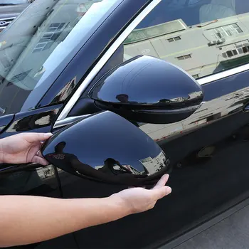 2Pcs ABS fekete autó külső visszapillantó tükör dekoratív burkolat díszítő matricák Alfa Romeo Stelvio 2017-2020 automatikus tartozékhoz