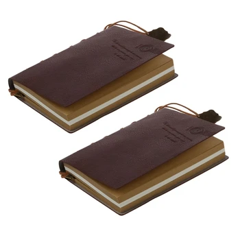 2X Delicate Cool Classic Vintage Leather Bound Blank Pages Journal Diary Notebook