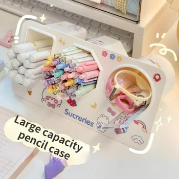3 Rácsok Kawaii asztali tolltartó Ceruza tárolás Iskolai irodai levélpapír tollak doboz kefe állvány Szervező asztali értékelők