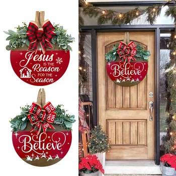 30cm Karácsonyi ajtó jel bejárati ajtó fa tábla dísz dekoráció ünnepi ajtójel ajtó akasztó jel lakberendezéshez