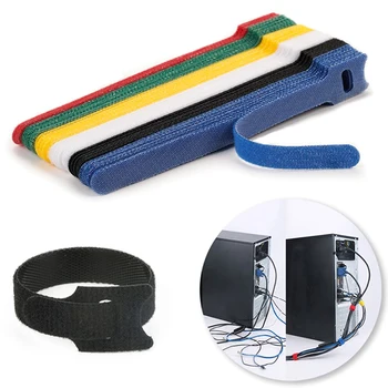 30db levehető kábelkötegelő színes újrafelhasználható nylon nyakkendő T-típusú kábelszervező adatkábel Öntapadós kábelrendező szalag