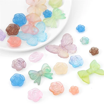 30g színes akril matt virágok pillangógyöngyök varázsa laza gyöngyök barkácsoláshoz Lakberendezés ruházati kiegészítők Varrókellékek
