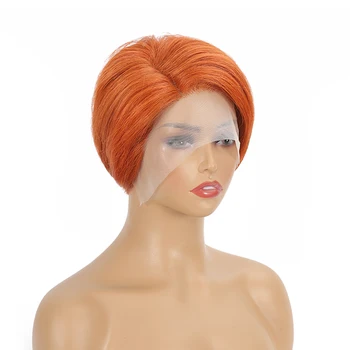350 Színes pixie vágott ombre paróka nőknek átlátszó csipke Remy egyenes brazil haj csont rövid bob paróka emberi haj