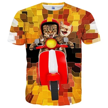 3D nyomtatott állat macska grafikus pólók férfiaknak Női rövid ujjú vicces felsők Póló Divat túlméretezett férfi póló utcai ruházat