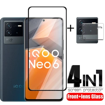 4 az 1-ben Vivo iQOO Neo 6 esetén Vivo iQOO Neo 6 edzett üveg teljes fedéllel 9H HD képernyővédő fólia Vivo iQOO Neo 6 SE objektív filmhez
