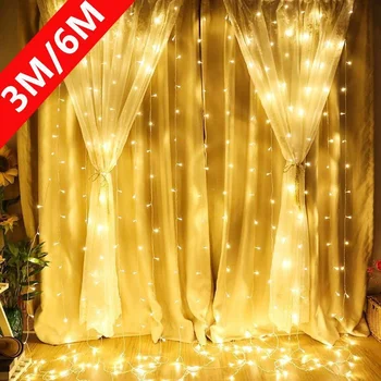 6M/4M/3M LED függöny füzér tündérfények fesztivál távoli újévi koszorúval Karácsonyi dekorációs parti esküvői dekoráció