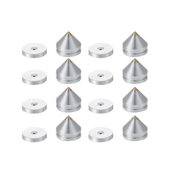 8 Set hangszóróállvány Lábpárna alumínium ötvözet fém tüskék kúp padló láb köröm ezüst