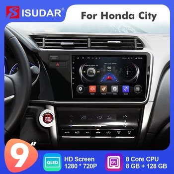 9 hüvelykes Isudar Android 12 autórádió a Honda város számára 2014-2019 Carplay Auto Stereo GPS No 2din