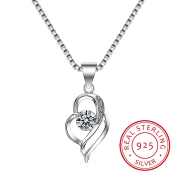 925 Sterling ezüstlánc choker nyaklánc Luxus kristály CZ szerelmi szív medál nyakláncok nőknek Party ékszer ajándékok