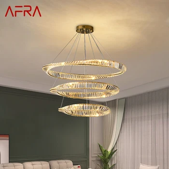 AFRA Kortárs kristály függő LED lámpák Luxus kreatív kerek gyűrűk Csillár lámpa dekoráció Otthon a nappalihoz Étkező