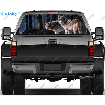 Animal Wolf hátsó ablakmatricák teherautókhoz, Pickup ablak matrica, Hátsó ablak árnyalat grafika Perforált vinil teherautó matricák