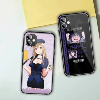 Anime Marin Kitagawa Phone Case iPhone 14 13 12 11 XS X 8 7 6 Plus Mini Pro Max SE 2022 fekete PC TPU üveg telefonborító