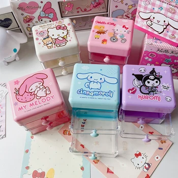Anime Sanrio Hello Kitty Y2K tárolódoboz Kuromi Cinnamoroll Kawaii Aranyos rajzfilm diák hajtű asztali tároló játékok Lányok ajándékok