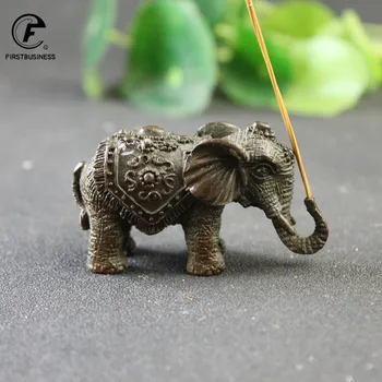 Antik réz Szerencsés elefánt Kis szobor Asztali díszek Fém állati figurák Miniatűrök Tea Kisállat füstölő tartó dekoráció