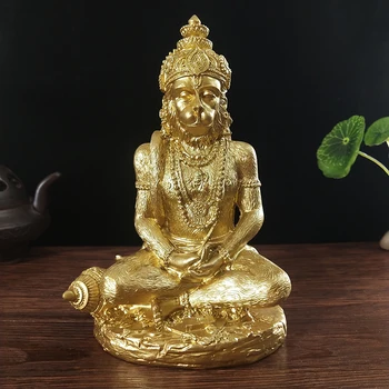 Arany Hanuman szobor hindu Ganesha majom isten Buddha figura szobor szoba iroda Lakberendezés India Feng Shui kézművesség