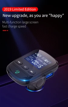  autó AUX MP3 zenelejátszó Bluetooth 5.0 FM adó rádióadapter készlet 2 USB QC3.0 portok töltő kihangosító audio adó