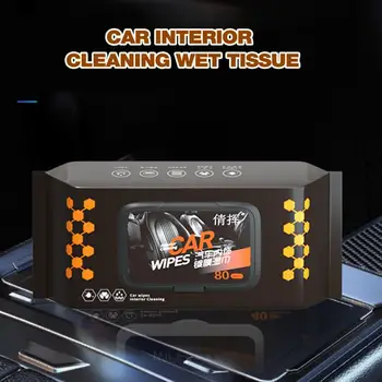 Autó belső tisztítókendők 80db üvegolaj filmtisztító nedves törlőkendők többfunkciós autó bőr üléstisztító otthoni autós törölköző