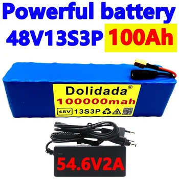 Batterie 13S3P XT60 Lítium-ion 48V, 100Ah, 100000 w, öntsük vélo électrique 54.6v, avec BMS intégré et chargeur inclus