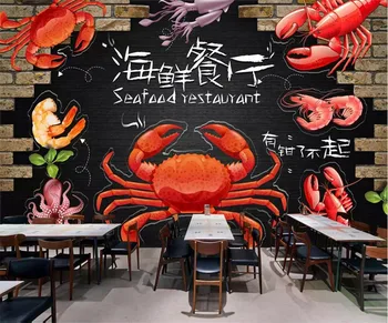 beibehang Egyéni háttérkép divat 3D fotó falfestmény eredeti kézzel festett tenger gyümölcsei étterem háttérképek falfestmény 3d papel de parede
