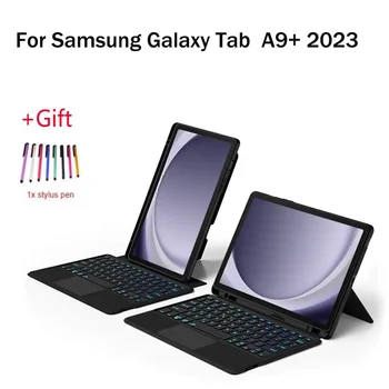 Billentyűzettok Samsung Galaxy Tab A9 Plus 11 hüvelykes 2023-as mágneses tok Samsung A9+ 11 hüvelykes táblagép tokhoz háttérvilágítású érintőpad osztott