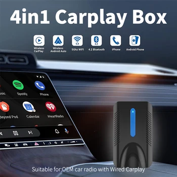 Carplay Android Auto vezeték nélküli adapter 4in1 Smart Carplay AI Box Car OEM vezetékes autó lejátszás vezeték nélküli USB dongle tükör telefon videó