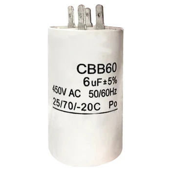 CBB60 chip kondenzátor 450V 4PIN 4UF 5UF 6UF 8UF 10UF 40UF mosógéphez Vízszivattyú papír dielektromos kondenzátorok