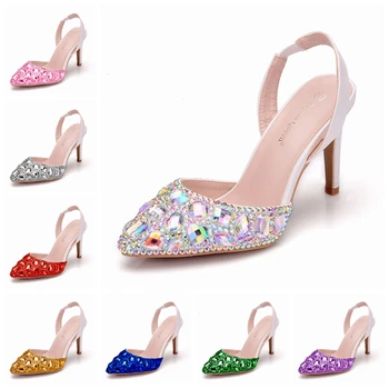 Crystal Queen női pumpák 10CM magas sarkú cipő strassz elegáns hegyes gyönyörű esküvői cipő parti ruha jóvoltából