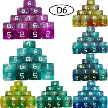 D6 vegyes színek Poliéderes kocka 6 oldalas akril Színes csillogó kocka szerepjátékhoz Matematika tanítás Asztali játékok