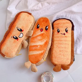 Divat pirítós hot dog torta stílusú ceruza táska gyerekeknek Diákok rajzfilm arc ceruza tok Kawaii koreai írószer tollak táska pénztárcák