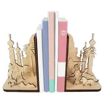 DIY fa 3D arab etnikai jelenet könyv kuckó polc miniatűr készletek könyvespolc könyvvég dekoráció kézzel készített ajándékok
