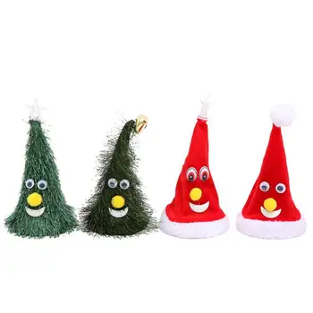 Elektromos karácsonyi kalap plüss játék gyermek játékok ajándék énekelj izzó swing zene karácsonyi kalapok karácsonyfa díszítésére