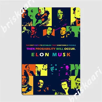 Elon Musk fém plakett poszter Nappali poszter falfestmény Ón jel plakát