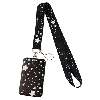 ER1982 Festmény Art Star nyakpánt fekete zsinór kulcskártyához Edzőtermi telefon szíjak USB jelvénytartó DIY lógó kötél Lariat zsinór