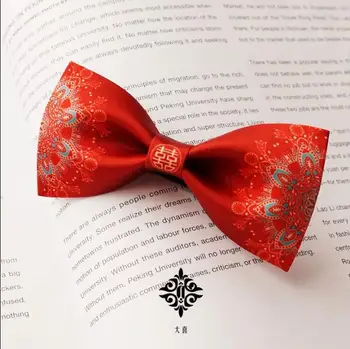 Eredeti Xiuhe Xizi Kínai stílusú kínai stílusú csokornyakkendő Vörös vőlegény esküvő