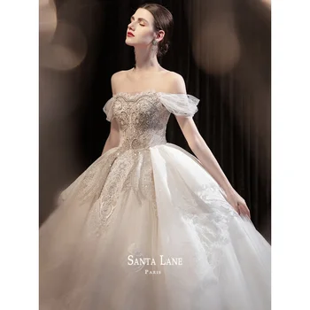 Esküvői ruha Menyasszonyi váll nélküli minimalista hercegnő Hátsó csipke hivatalos alkalmi ruhák