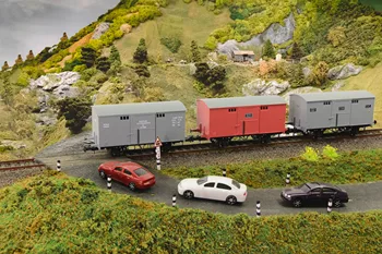 Evemodel 3db HO 1:87 méretarány 20ft dobozos kocsi 20' vasúti dobozkocsik teherkocsi C8728